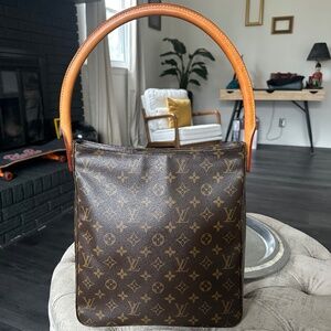 Louis Vuitton brown monogram canvas looping GM shoulder bag